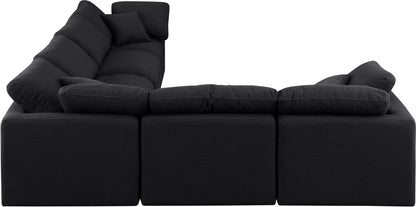 Luxus Black Linen Textured Fabric Modular Sectional Sec6A