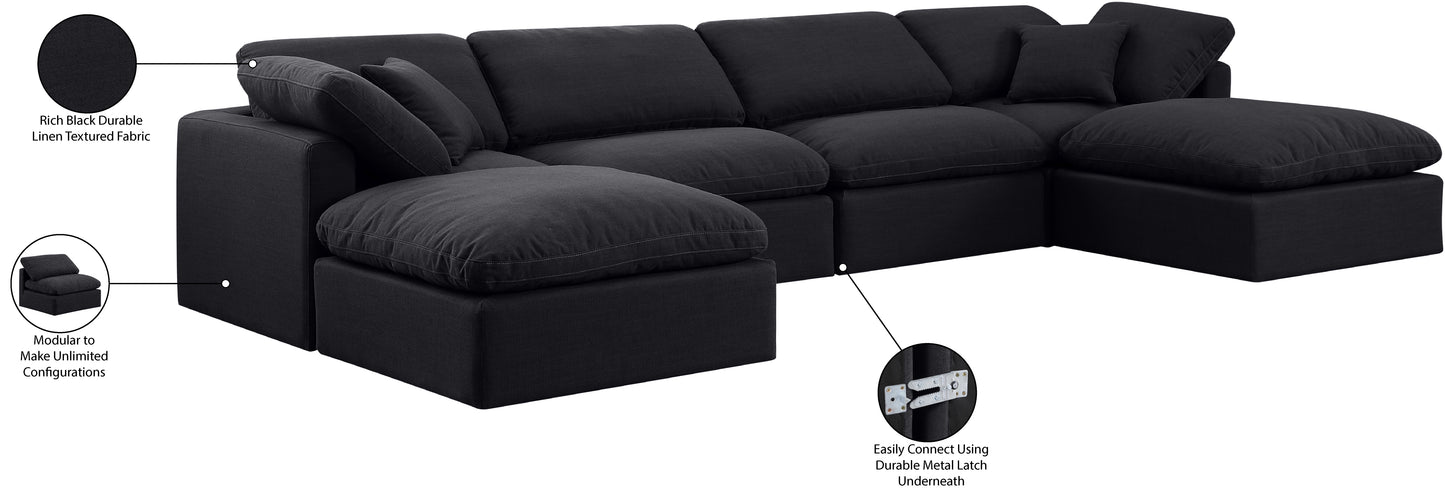 luxus black linen textured fabric modular sectional sec6b