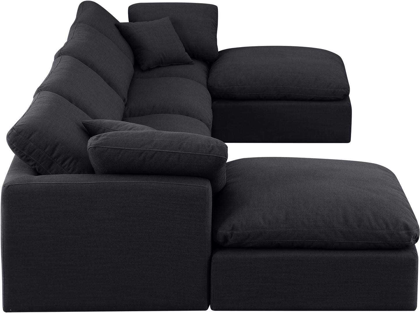 luxus black linen textured fabric modular sectional sec6b