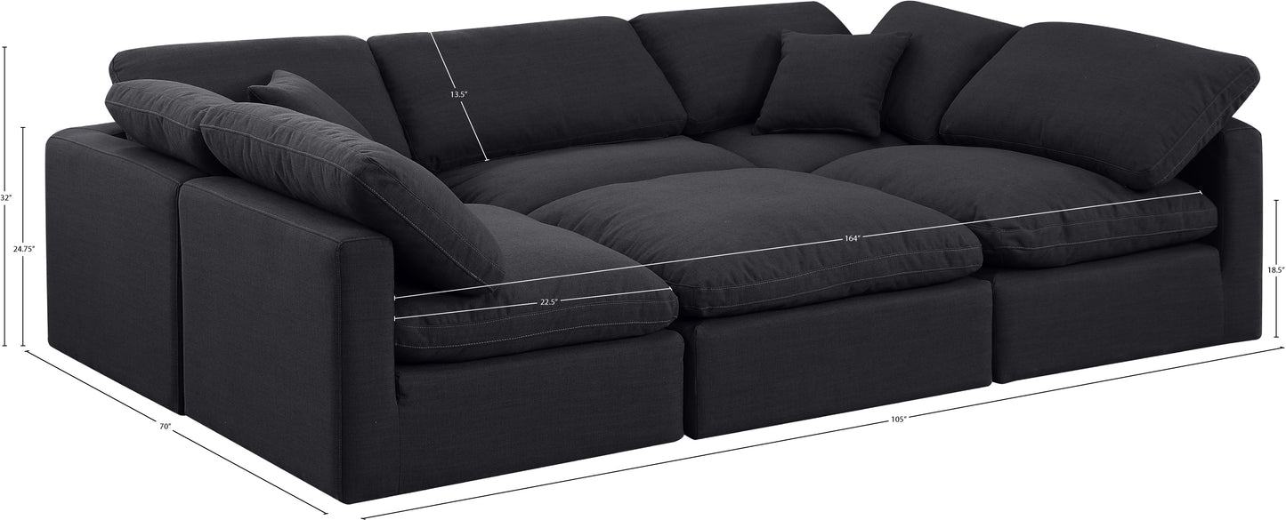 luxus black linen textured fabric modular sectional sec6c