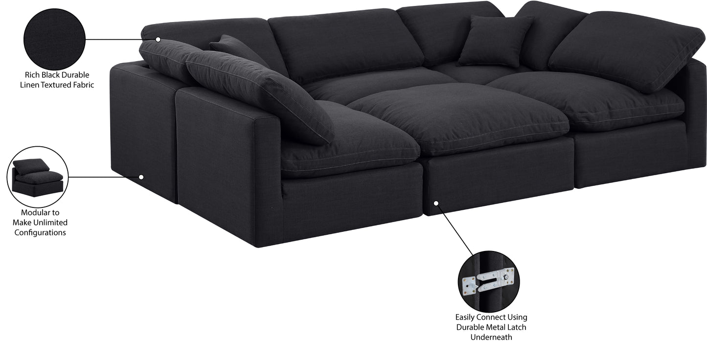 luxus black linen textured fabric modular sectional sec6c