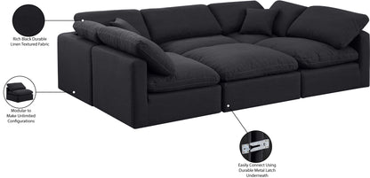 Luxus Black Linen Textured Fabric Modular Sectional Sec6C