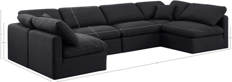 Luxus Black Linen Textured Fabric Modular Sectional Sec6D