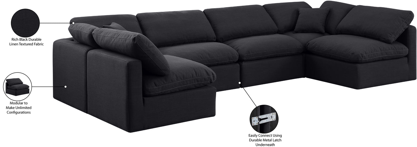 luxus black linen textured fabric modular sectional sec6d