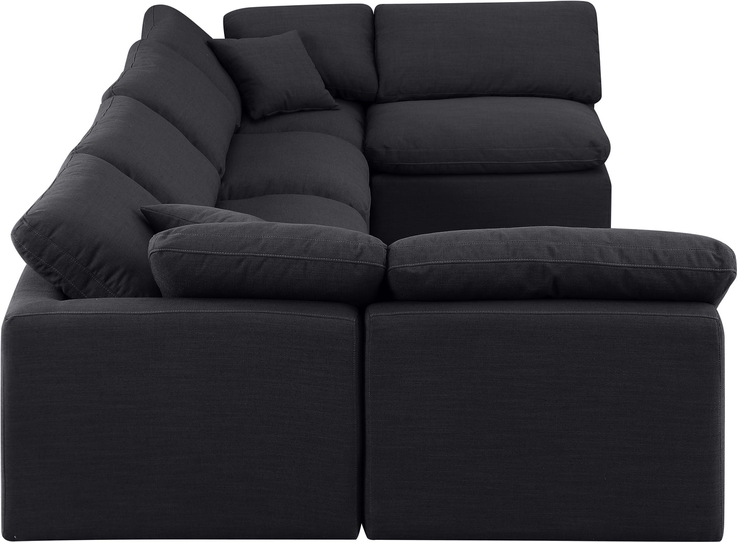 luxus black linen textured fabric modular sectional sec6d