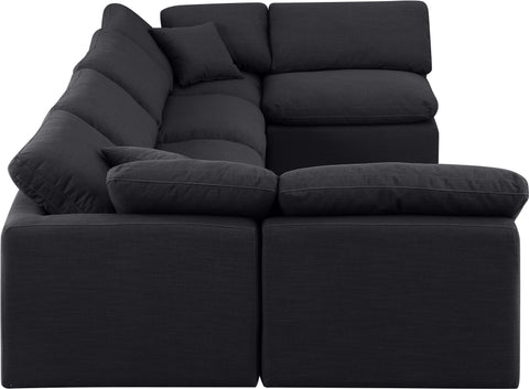 Luxus Black Linen Textured Fabric Modular Sectional Sec6D