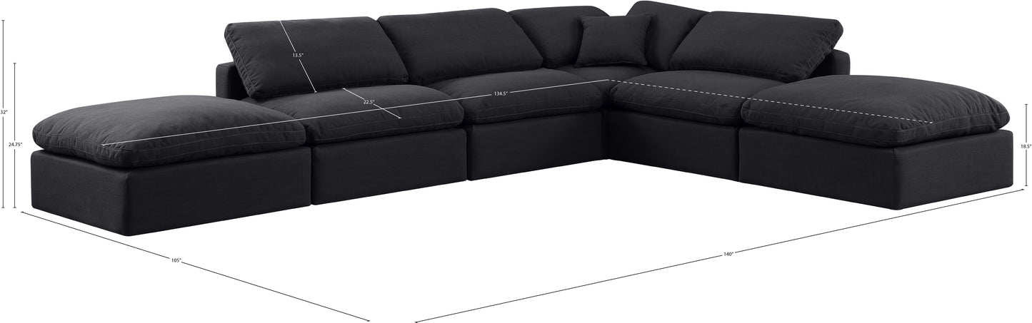 luxus black linen textured fabric modular sectional sec6e