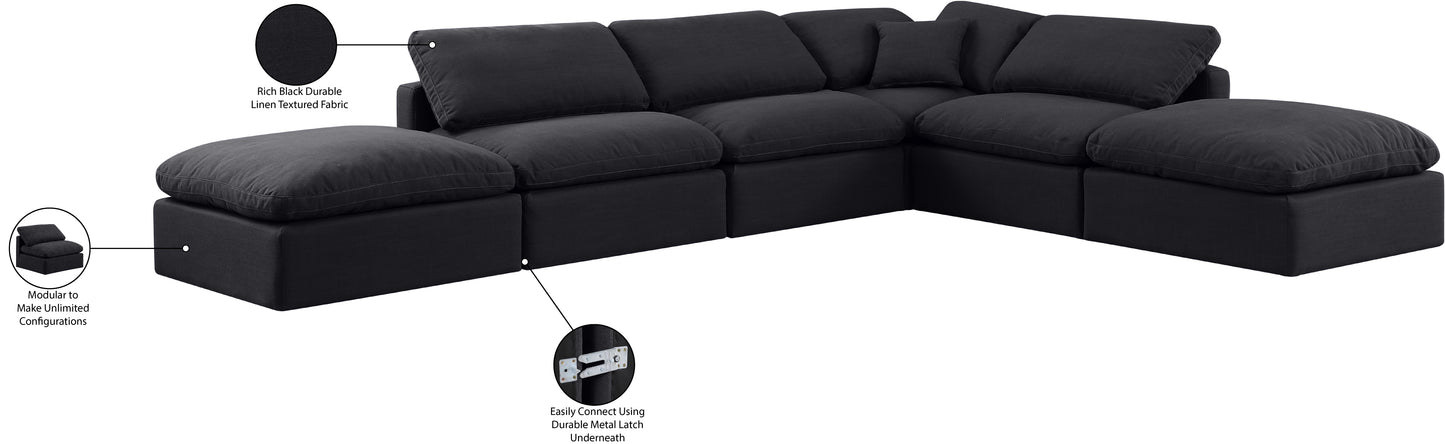 luxus black linen textured fabric modular sectional sec6e