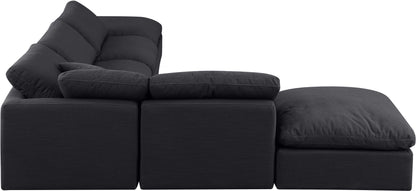 Luxus Black Linen Textured Fabric Modular Sectional Sec6E