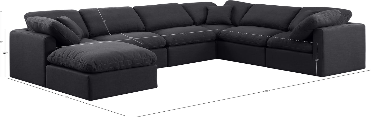 luxus black linen textured fabric modular sectional sec7a