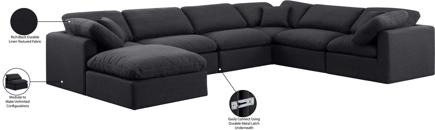 luxus black linen textured fabric modular sectional sec7a