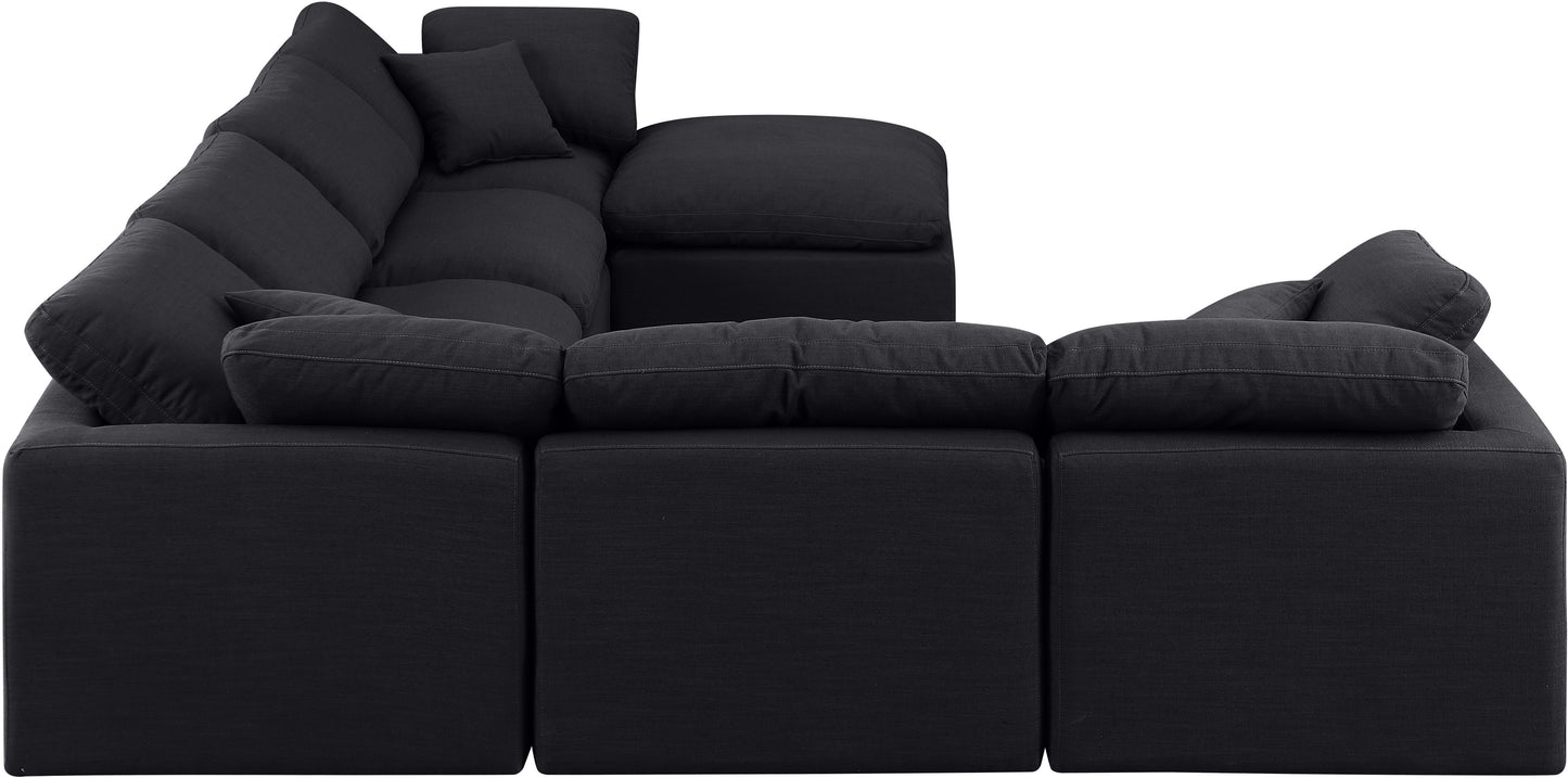 luxus black linen textured fabric modular sectional sec7a