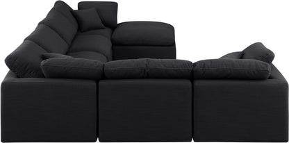 Luxus Black Linen Textured Fabric Modular Sectional Sec7A