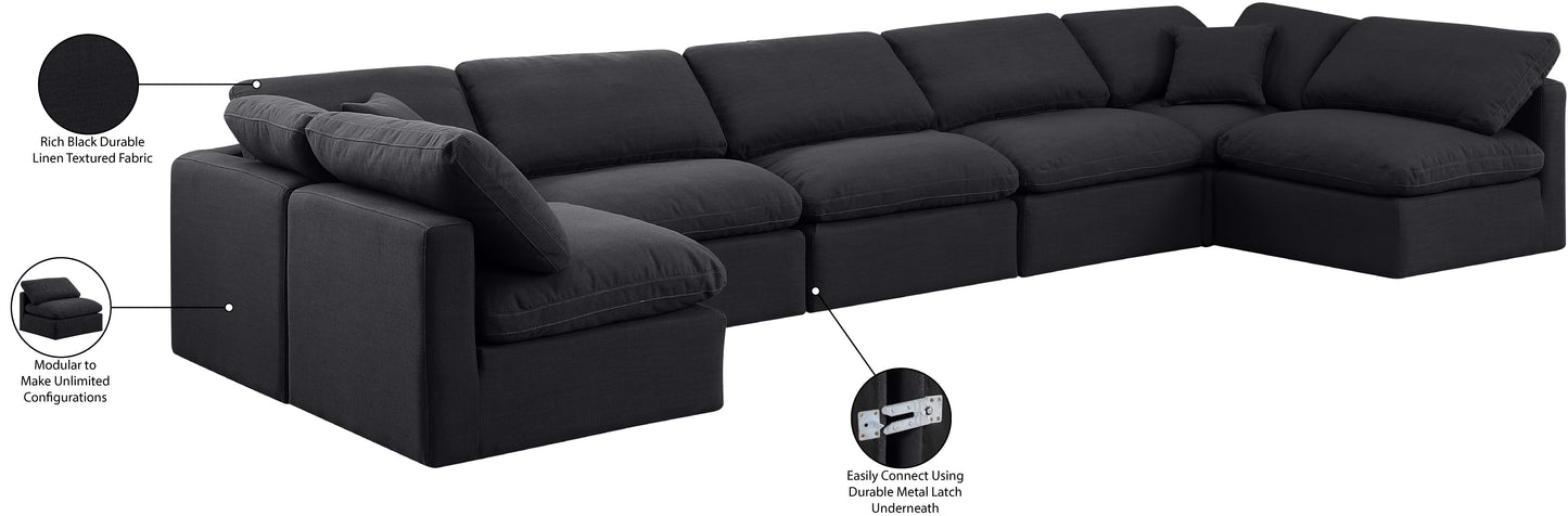 luxus black linen textured fabric modular sectional sec7b