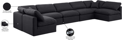 Luxus Black Linen Textured Fabric Modular Sectional Sec7B