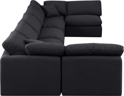 Luxus Black Linen Textured Fabric Modular Sectional Sec7B