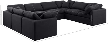 Luxus Black Linen Textured Fabric Modular Sectional Sec8A