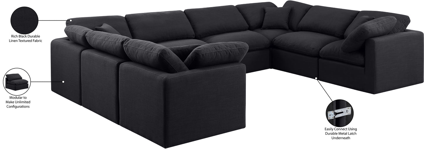 luxus black linen textured fabric modular sectional sec8a