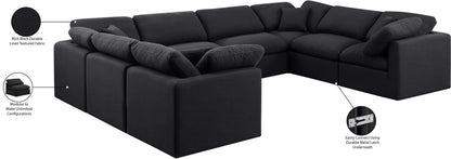 Luxus Black Linen Textured Fabric Modular Sectional Sec8A