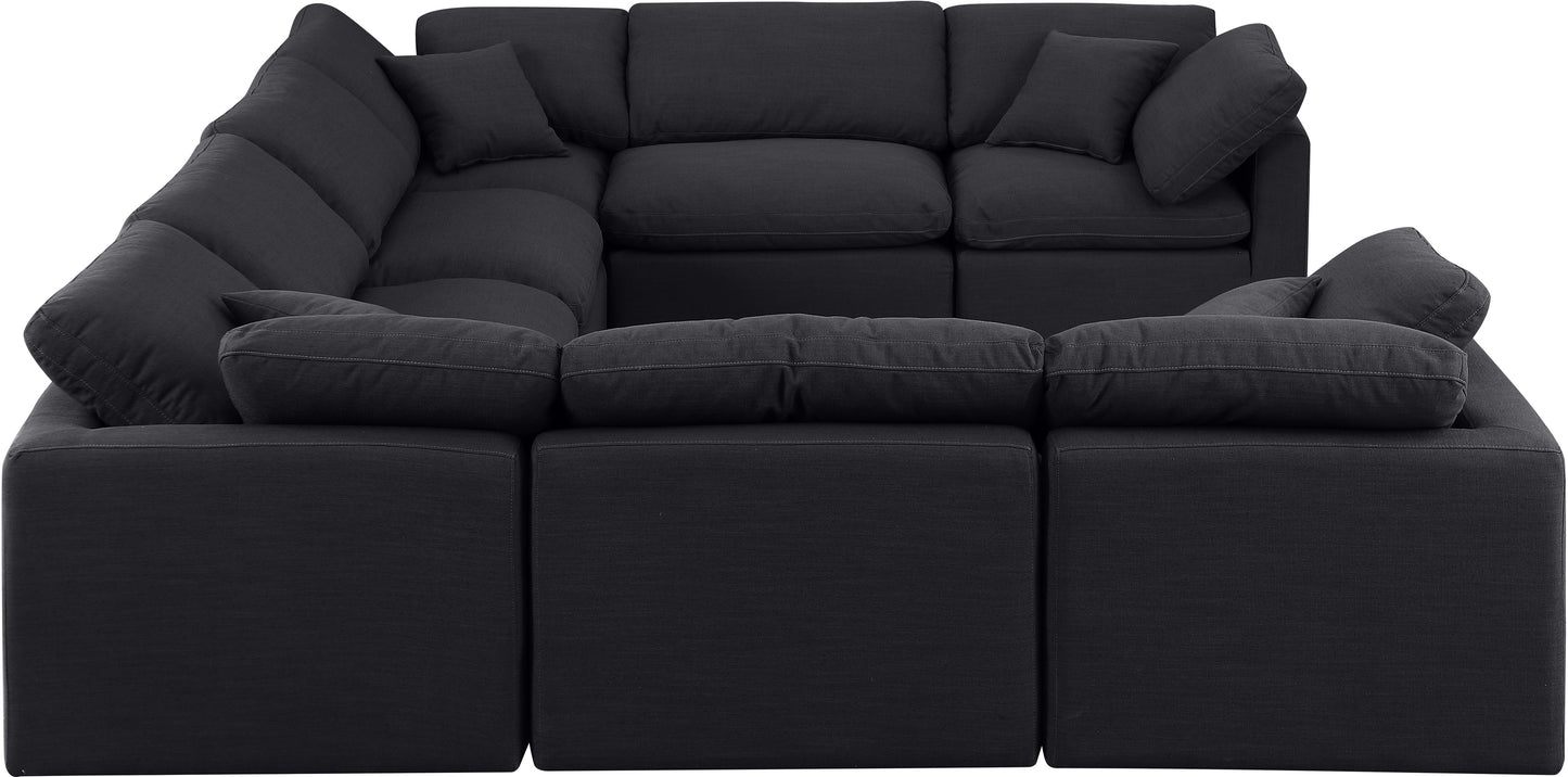 luxus black linen textured fabric modular sectional sec8a