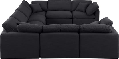 Luxus Black Linen Textured Fabric Modular Sectional Sec8A