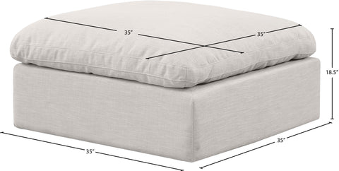 Luxus Cream Linen Textured Fabric Ottoman Ott