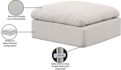 Luxus Cream Linen Textured Fabric Ottoman Ott
