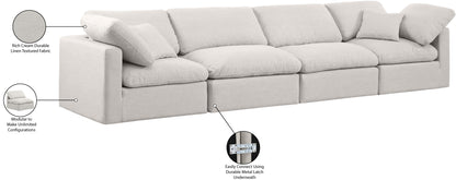 Luxus Cream Linen Textured Fabric Modular Sofa S140