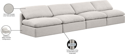 Luxus Cream Linen Textured Fabric Modular Sofa S4