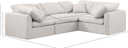 Luxus Cream Linen Textured Fabric Modular Sectional Sec4C