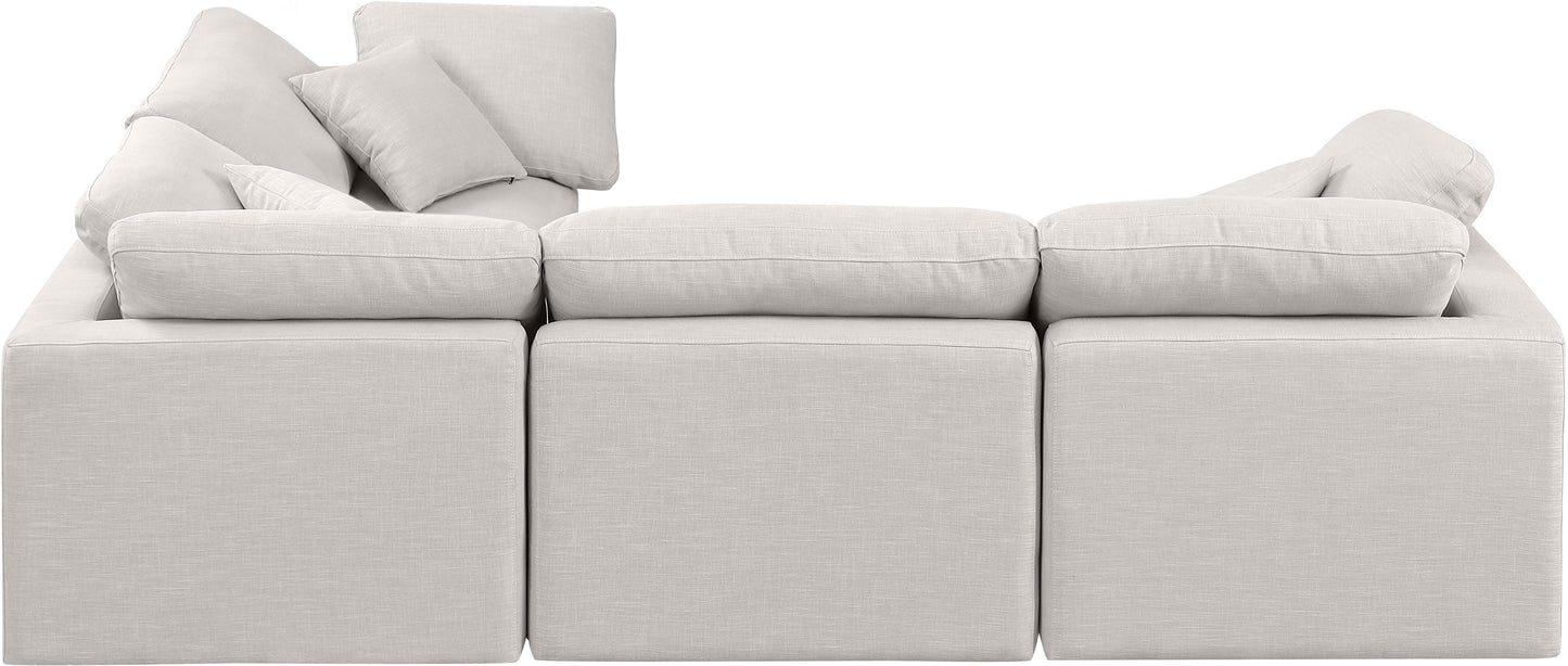 luxus cream linen textured fabric modular sectional sec4c