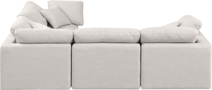 Luxus Cream Linen Textured Fabric Modular Sectional Sec4C