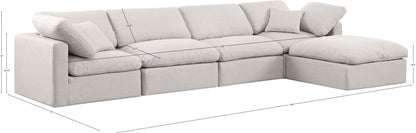 Luxus Cream Linen Textured Fabric Modular Sectional Sec5A