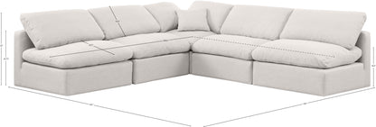 Luxus Cream Linen Textured Fabric Modular Sectional Sec5B