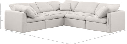 Luxus Cream Linen Textured Fabric Modular Sectional Sec5C