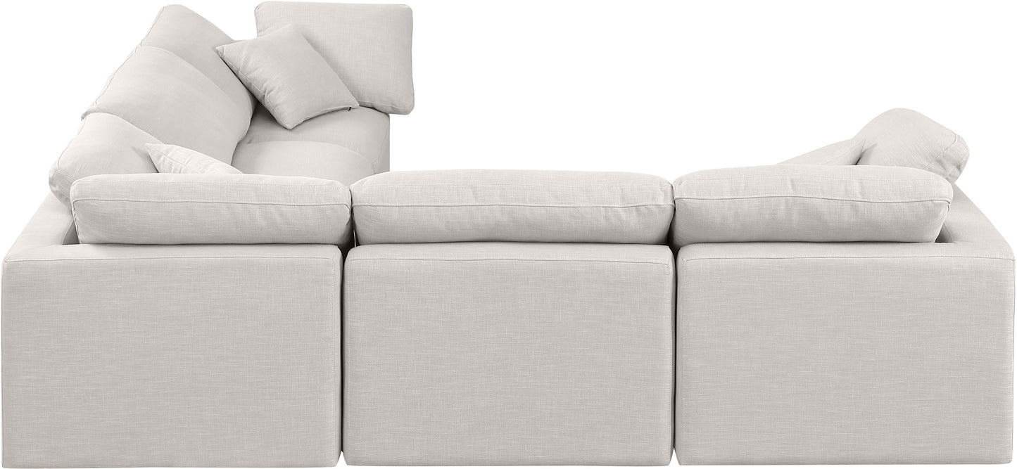 luxus cream linen textured fabric modular sectional sec5c