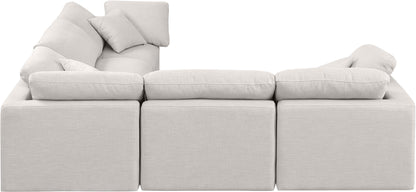 Luxus Cream Linen Textured Fabric Modular Sectional Sec5C