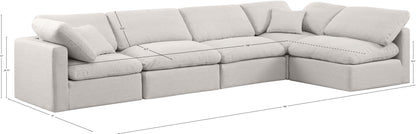 Luxus Cream Linen Textured Fabric Modular Sectional Sec5D