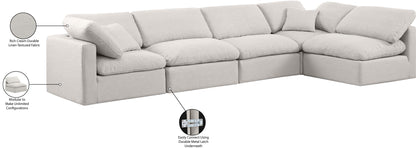 Luxus Cream Linen Textured Fabric Modular Sectional Sec5D