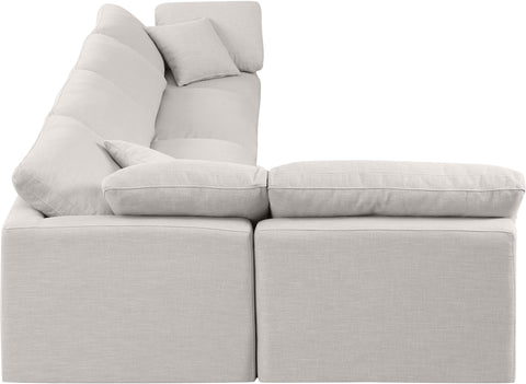 Luxus Cream Linen Textured Fabric Modular Sectional Sec5D