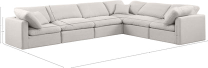 Luxus Cream Linen Textured Fabric Modular Sectional Sec6A