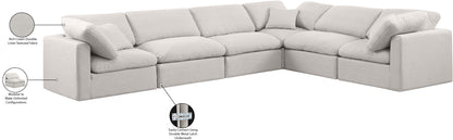 Luxus Cream Linen Textured Fabric Modular Sectional Sec6A