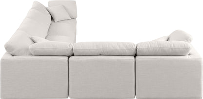 Luxus Cream Linen Textured Fabric Modular Sectional Sec6A