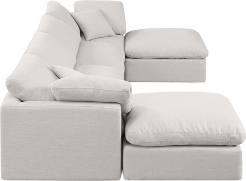 Luxus Cream Linen Textured Fabric Modular Sectional Sec6B