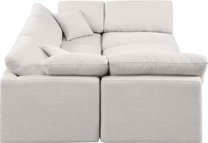 Luxus Cream Linen Textured Fabric Modular Sectional Sec6C