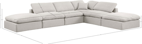 Luxus Cream Linen Textured Fabric Modular Sectional Sec6E