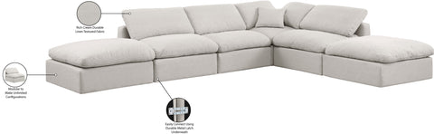 Luxus Cream Linen Textured Fabric Modular Sectional Sec6E