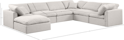 Luxus Cream Linen Textured Fabric Modular Sectional Sec7A