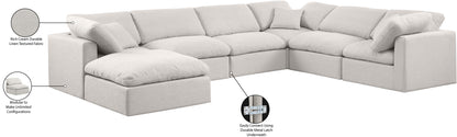 Luxus Cream Linen Textured Fabric Modular Sectional Sec7A