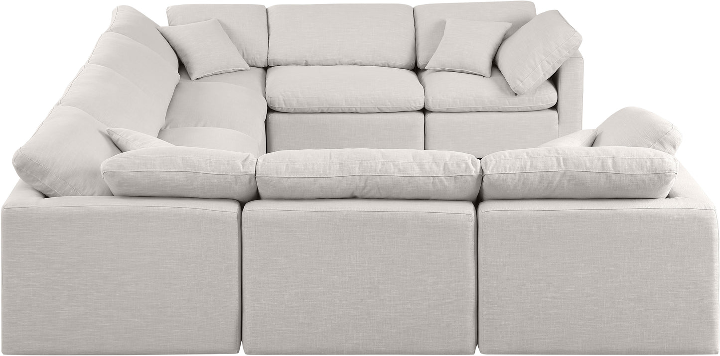 luxus cream linen textured fabric modular sectional sec8a